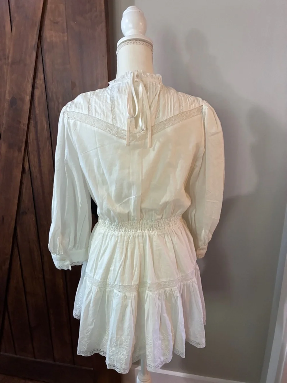 LoveShackFancy x Target Talulah in White Pintuck Yoke Lace Trim Dress XS - Picture 2 of 9